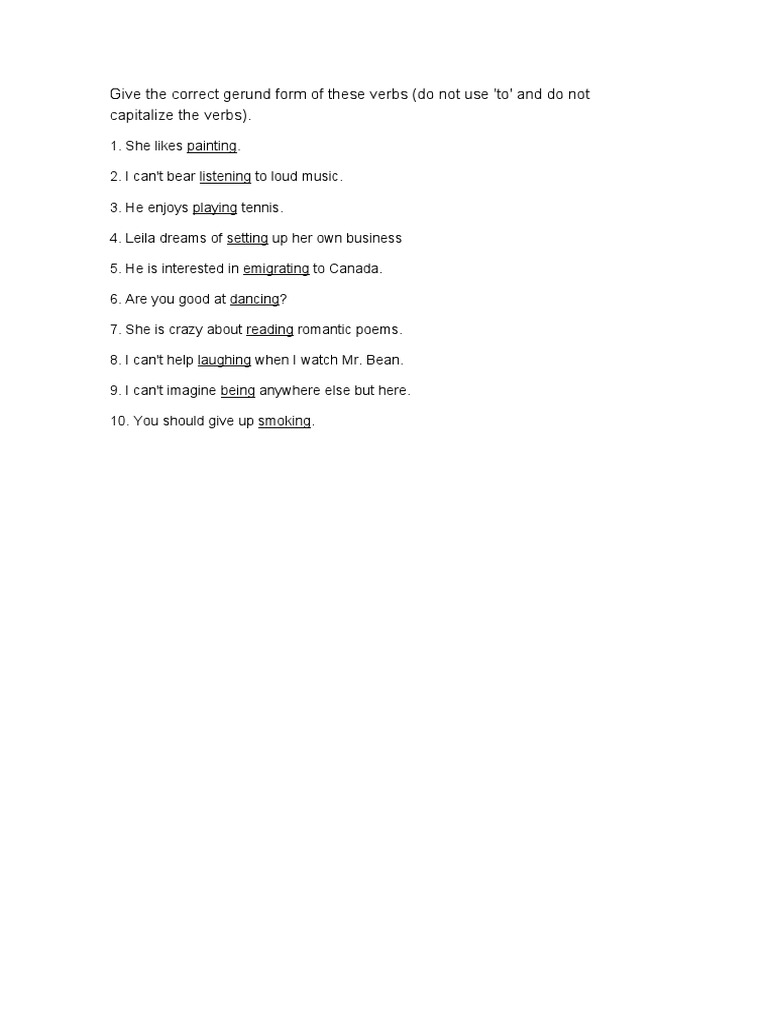 Gerund Forms of Common Verbs | PDF