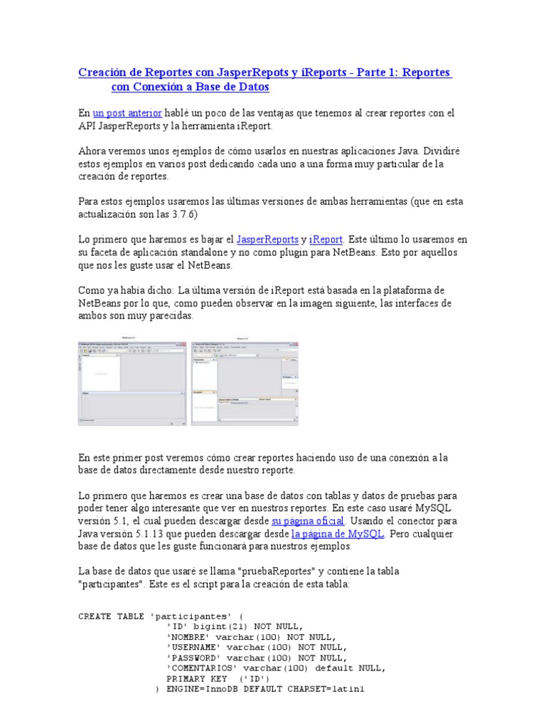 Creación de Reportes con JasperRepots y iReports | PDF | Point and ...