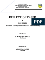 Reflection Paper: IN MST-SS 208 (Issues & Development in Politics & Economics)