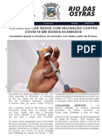 Jornal Oficial Rio Das Ostras: Rio Das Ostras Segue Com Vacinação Contra Covid-19 em Idosos Acamados