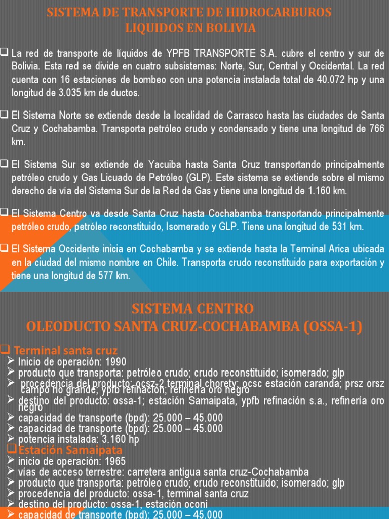Transporte de Hidrocarburos en Bolivia | PDF | Transporte por tubería ...