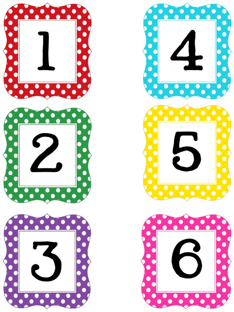 multi polka dot numbers pdf