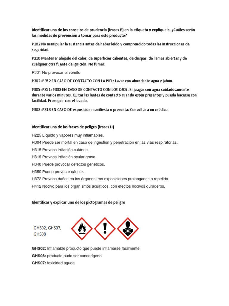 GHS02: GHS08: GHS07 | PDF | Agua | Química