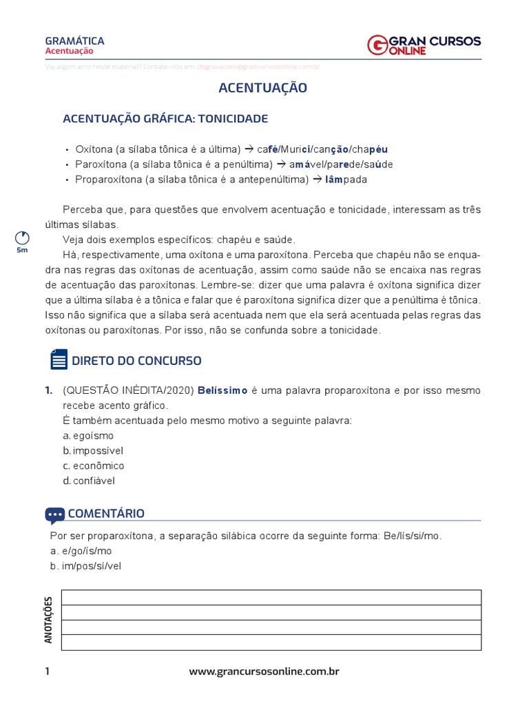 Gramatica - Acentuação e Ortografia, PDF, Estresse (Linguística)