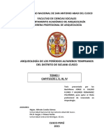 ARQUEOLOGÍA DE LOS PERÍODOS ALFAREROS TEMPRANOS DEL DISTRITO DE SICUANI-CUSCO Tomo I