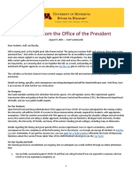 August 9 - Message From The Office of The President