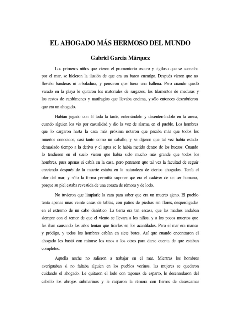 El Ahogado Mas Hermoso Del Mundo Resumen