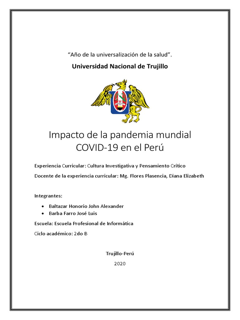 ENSAYO - Impacto de La Pandemia en El Perú | PDF | Perú
