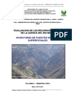 Inventario de Fuentes de Agua Superficiales: "Evaluacion de Los Recursos Hidricos de La Cuenca Del Rio Mala"