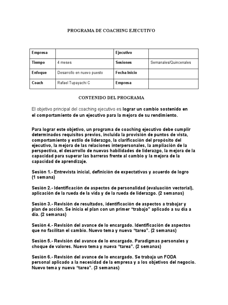 Programa de Coaching Ejecutivo 1 | PDF | Negocios