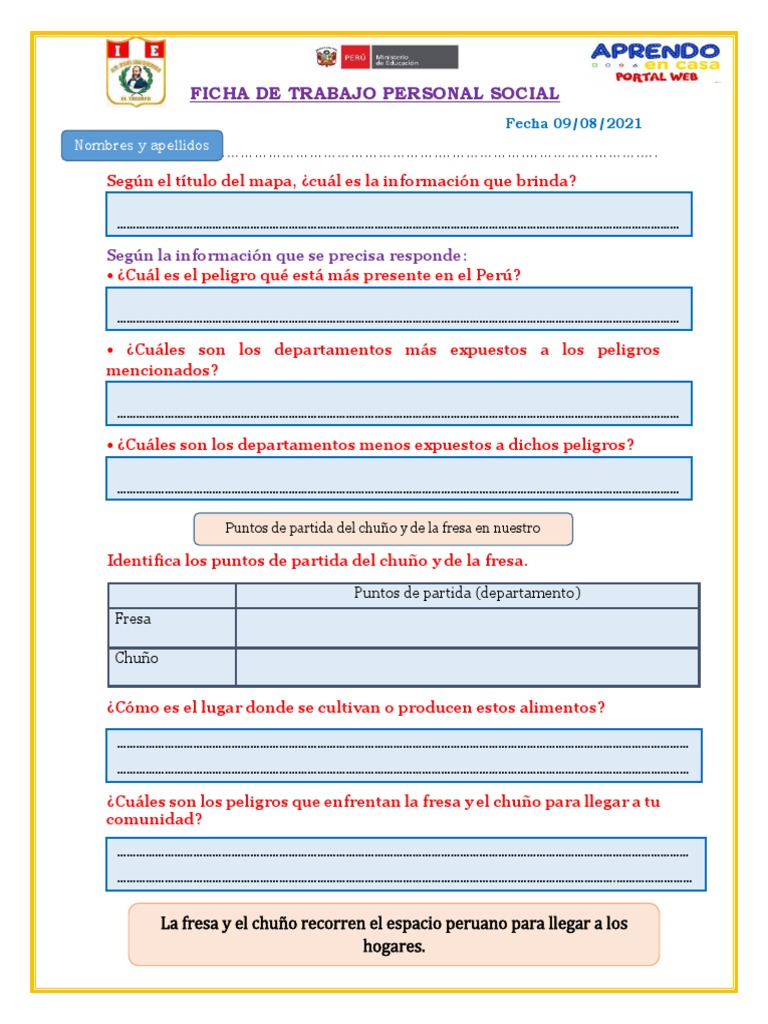 FICHA DE TRABAJO PERSONAL SOCIAL LUNES 5 Grado Primaria | PDF