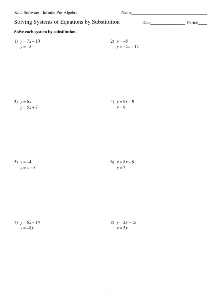 Systems of Equations by Substitutionymxtb  PDF  Equations Inside Systems Of Equations Worksheet Pdf