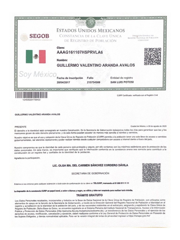 Constancia de La Clave Unica PDF