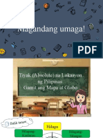 Tiyak (Absolute) Na Lokasyon NG Pilipinas Gamit Ang Mapa at Globo