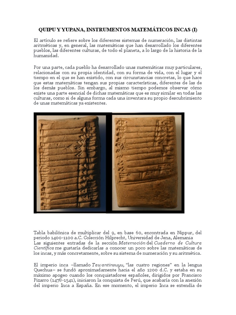 Quipus y Yupanas: Matemáticas Incas | PDF | Imperio Inca | Matemáticas