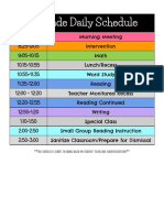 1st Grade Daily Schedule