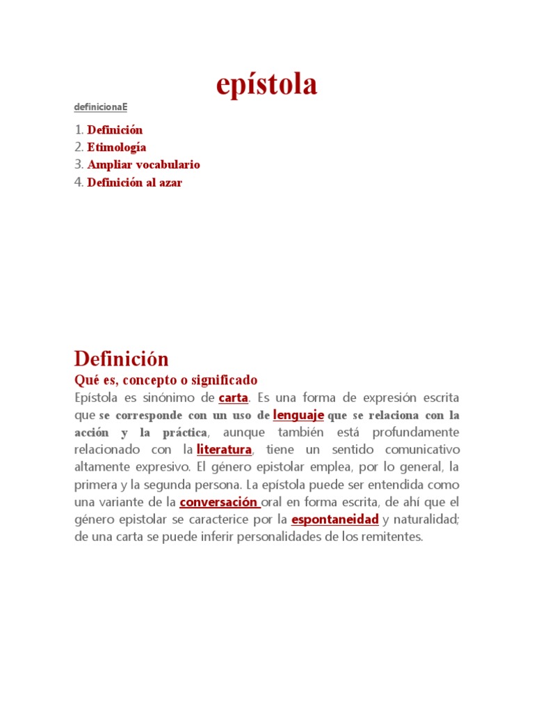 Definición y tipos de epístolas | PDF | Epístola | Palabra