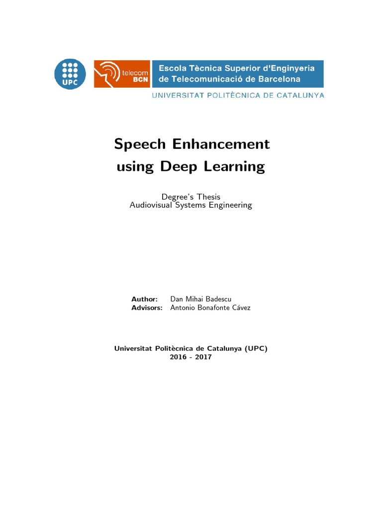 Speech Enhancement Using Deep Learning | PDF | Deep Learning ...