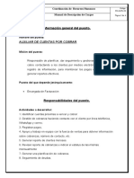 Manual de Descripción de Cargo Auxiliar de Cuentas Por Cobrar