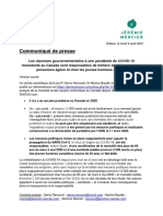 Les Réponses Gouvernementales À Une Pandémie de COVID-19 Inexistante Au Canada