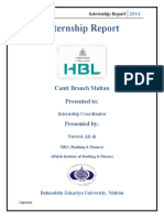 Internship Report: Cantt Branch Multan Presented To