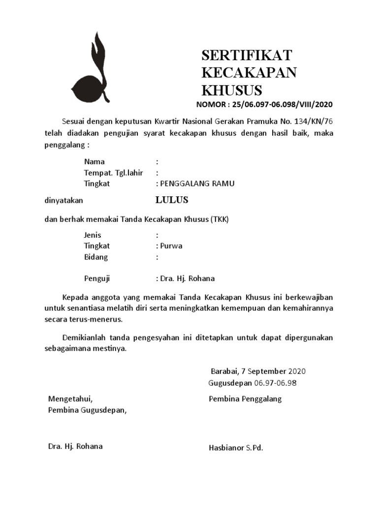 Sertifikat TKK | PDF