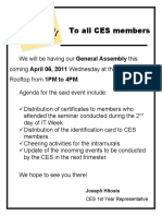 Announcement To All CES Members