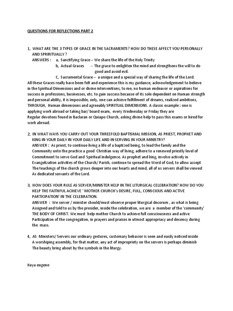 Types of Grace and Ministry Reflections | PDF | Grace In Christianity ...