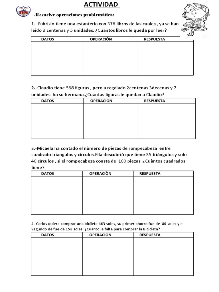 Problemas sumas… | Free Interactive Worksheets | 80418, image size:768x1024