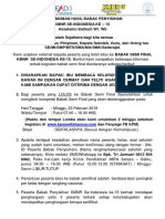 Pengumuman Hasil Babak Penyisihan KMNR SE-Indonesia KE-15