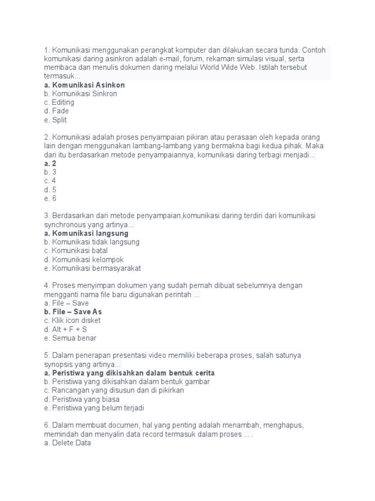 Soal Pilihan Ganda Simulasi Digital Kelas 10 Pdf