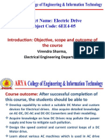 Subject Name: Electric Drive Subject Code: 6EE4-05: Introduction: Objective, Scope and Outcome of The Course