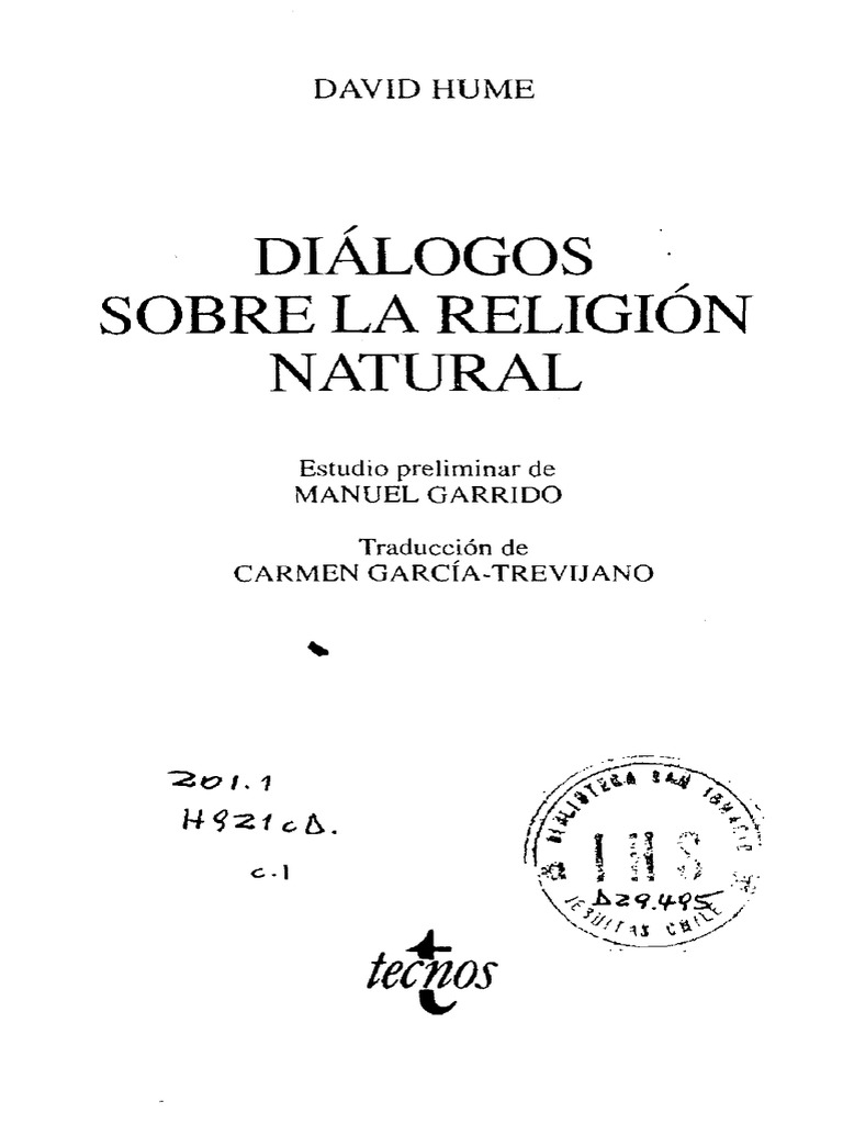 Hume, David Diálogos Sobre La Religion Natural (Partes IIIII) PDF Dios Razón