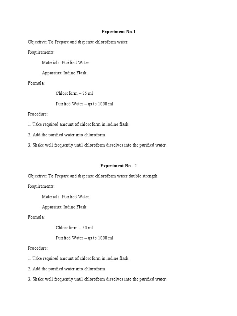 Pharmaceutics Lab Manual 1 PDF Ethanol Purified Water