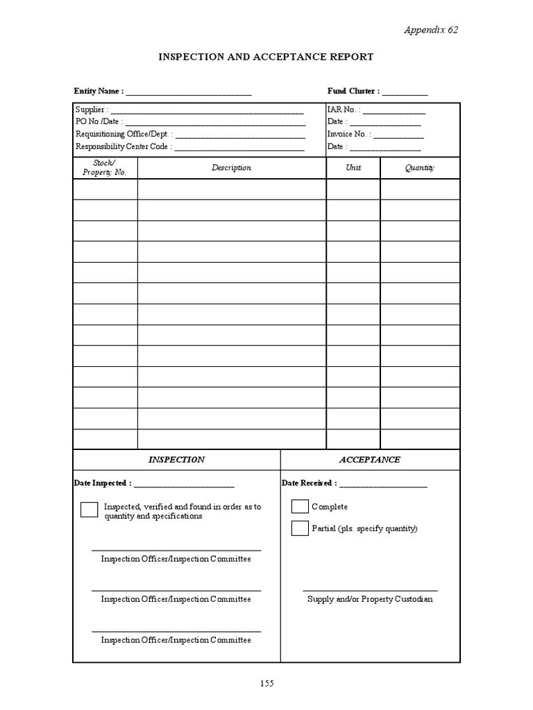Inspection and Acceptance Report Template | PDF