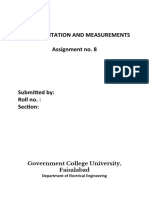 Instrumentation and Measurements Assignment No. 8: Government College University, Faisalabad