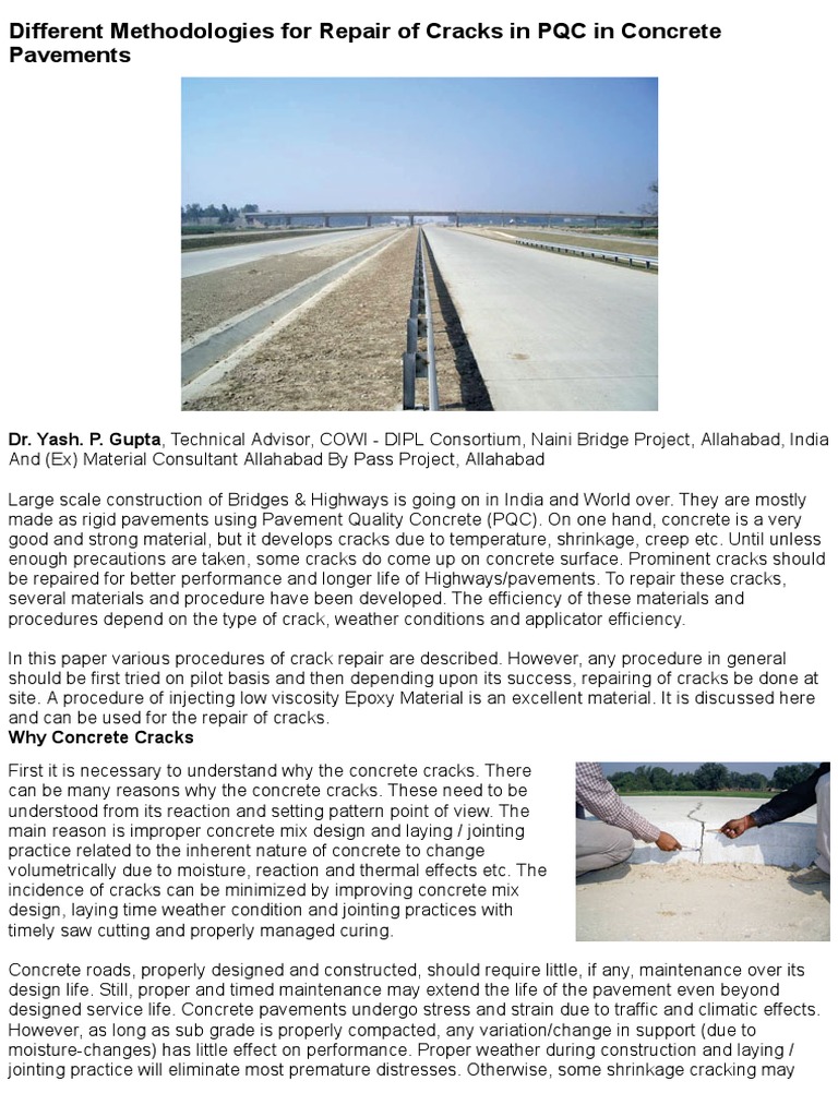 Methodologies For Repair of Cracks in PQC in Concrete Pavements | PDF ...