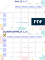 Playa Formato para Imprimir Calendario Semanal de Clase en Blanco