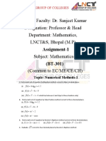 Name of Faculty: Dr. Sanjeet Kumar Designation: Professor & Head Department: Mathematics, LNCT&S, Bhopal (M.P)