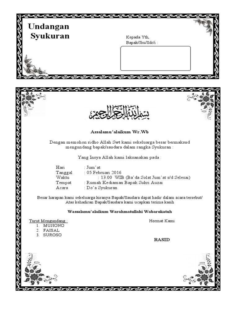 Undangan Yasinan | PDF