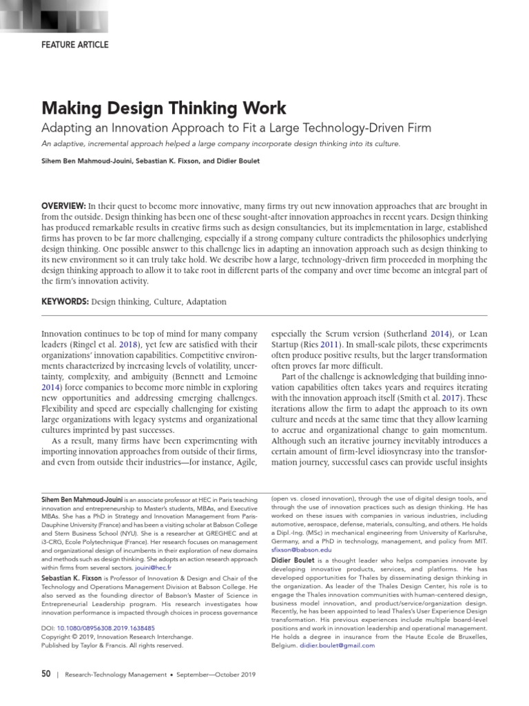 Making Design Thinking Work | PDF | Design Thinking | Business Model