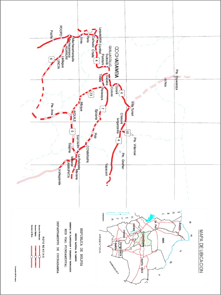 Mapa de la Red Vial de Cochabamba | PDF