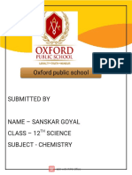 Oxf or Dpubl I Cschool: Submi Ttedby Name-Sanskargoyal CLASS-12 SCI Ence Subject-Chemi Stry