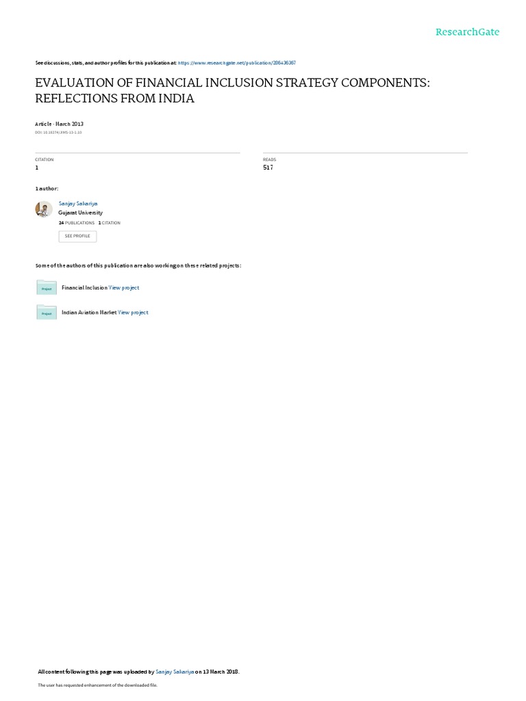 Financial Inclusion Strategies in India | PDF | Financial Inclusion | Banks