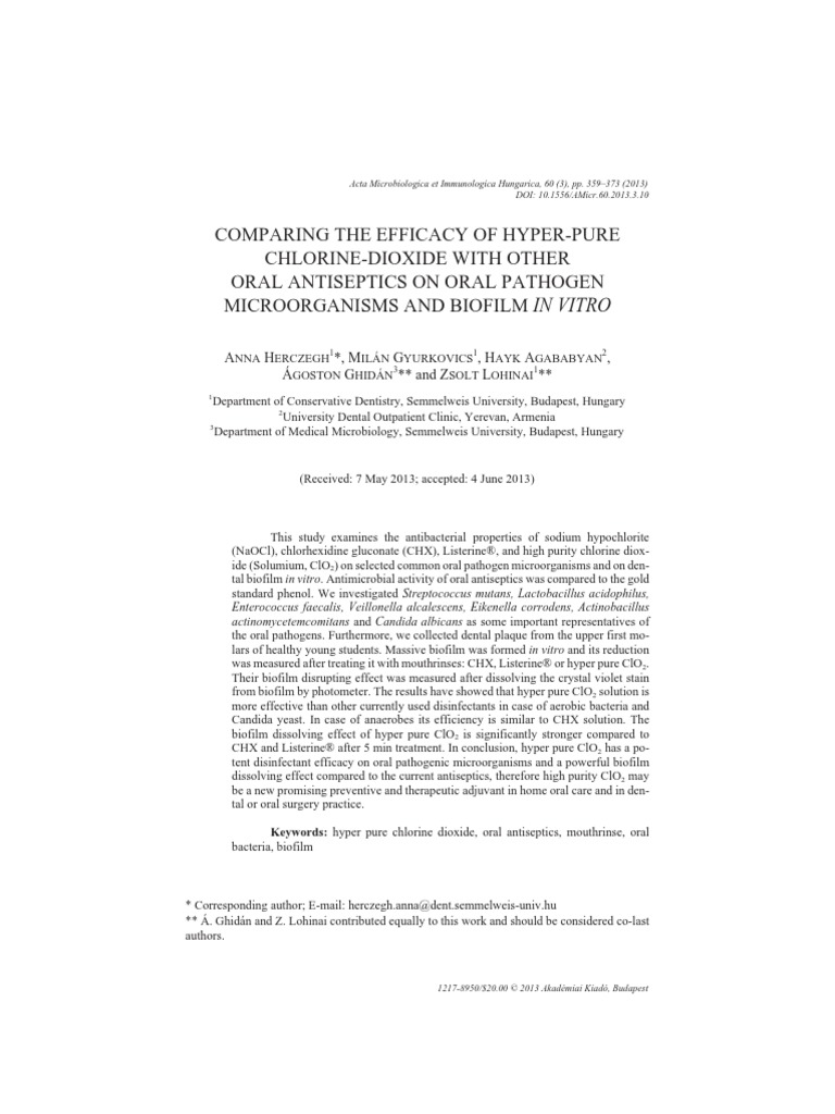 Comparing The Efficacy of HyperPure ChlorineDioxide With Other Oral