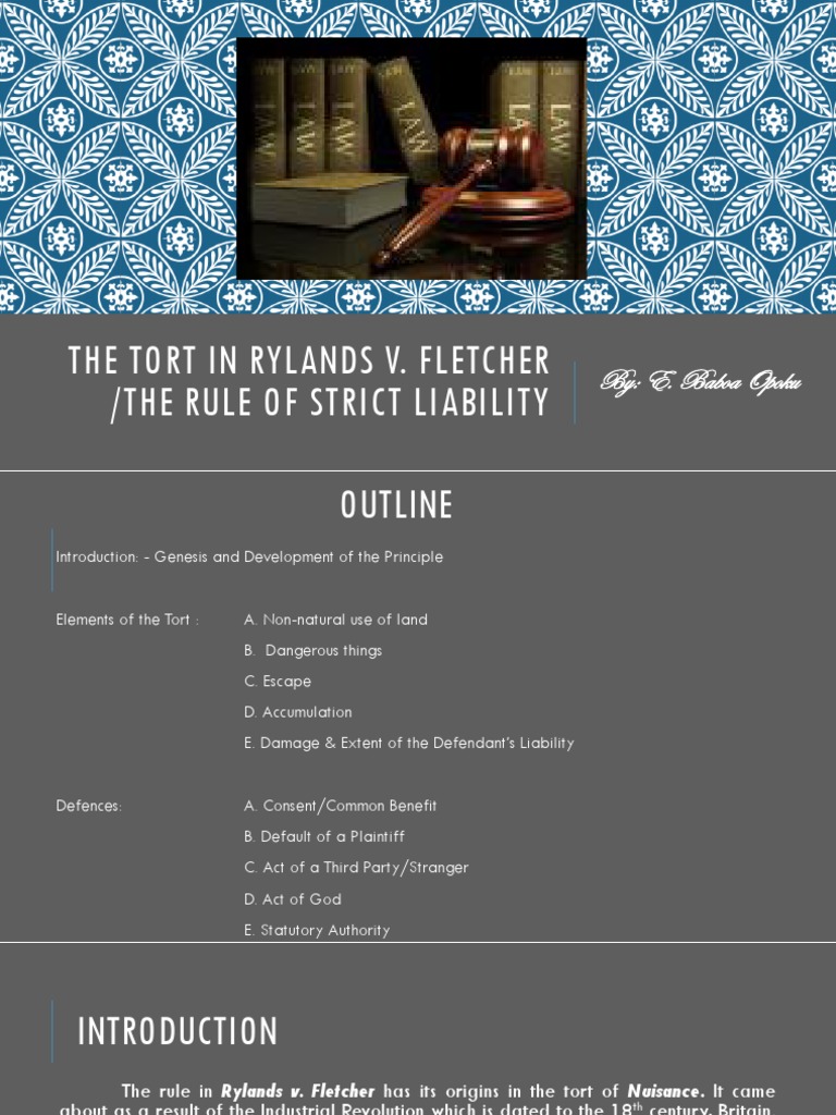 Rylands v. Fletcher: Strict Liability Explained | PDF | Tort | Strict ...