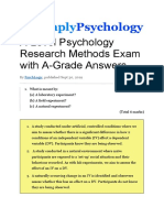 A-Level Psychology Research Methods Exam With A-Grade Answers
