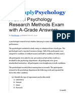 A-Level Psychology Research Methods Exam With A-Grade Answers