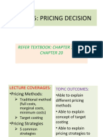 Topic 5: Pricing Decision: Refer Textbook: Chapter 16 and