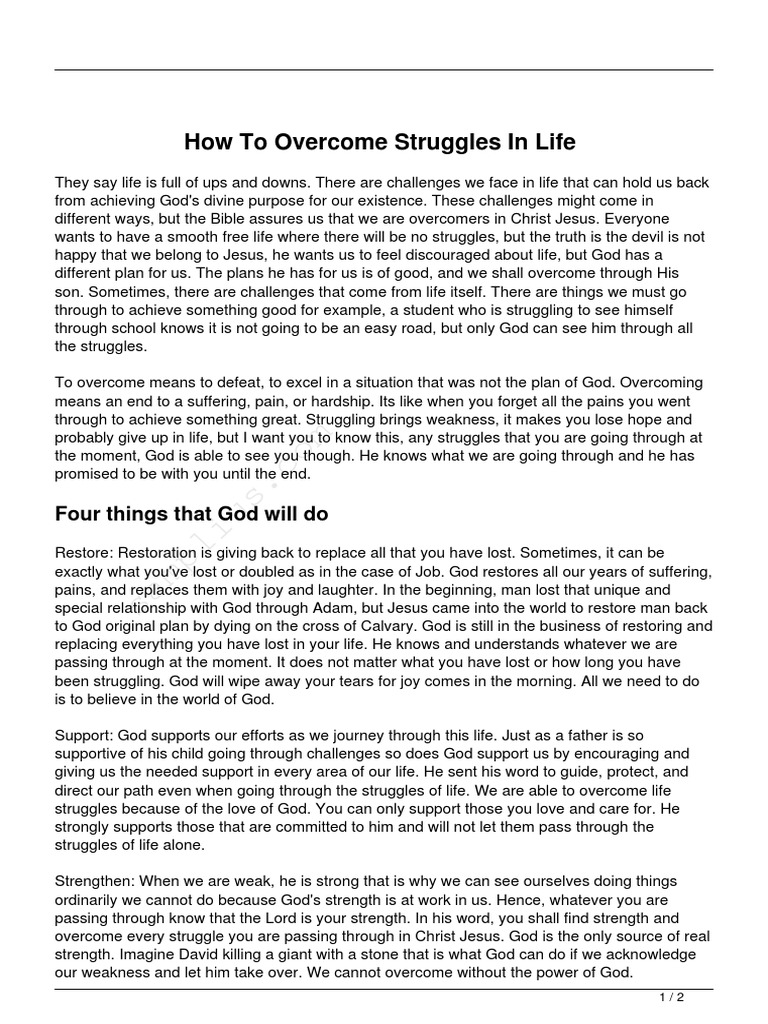Ctto What To Do To Overcome Struggles In Life Pdf God Jesus